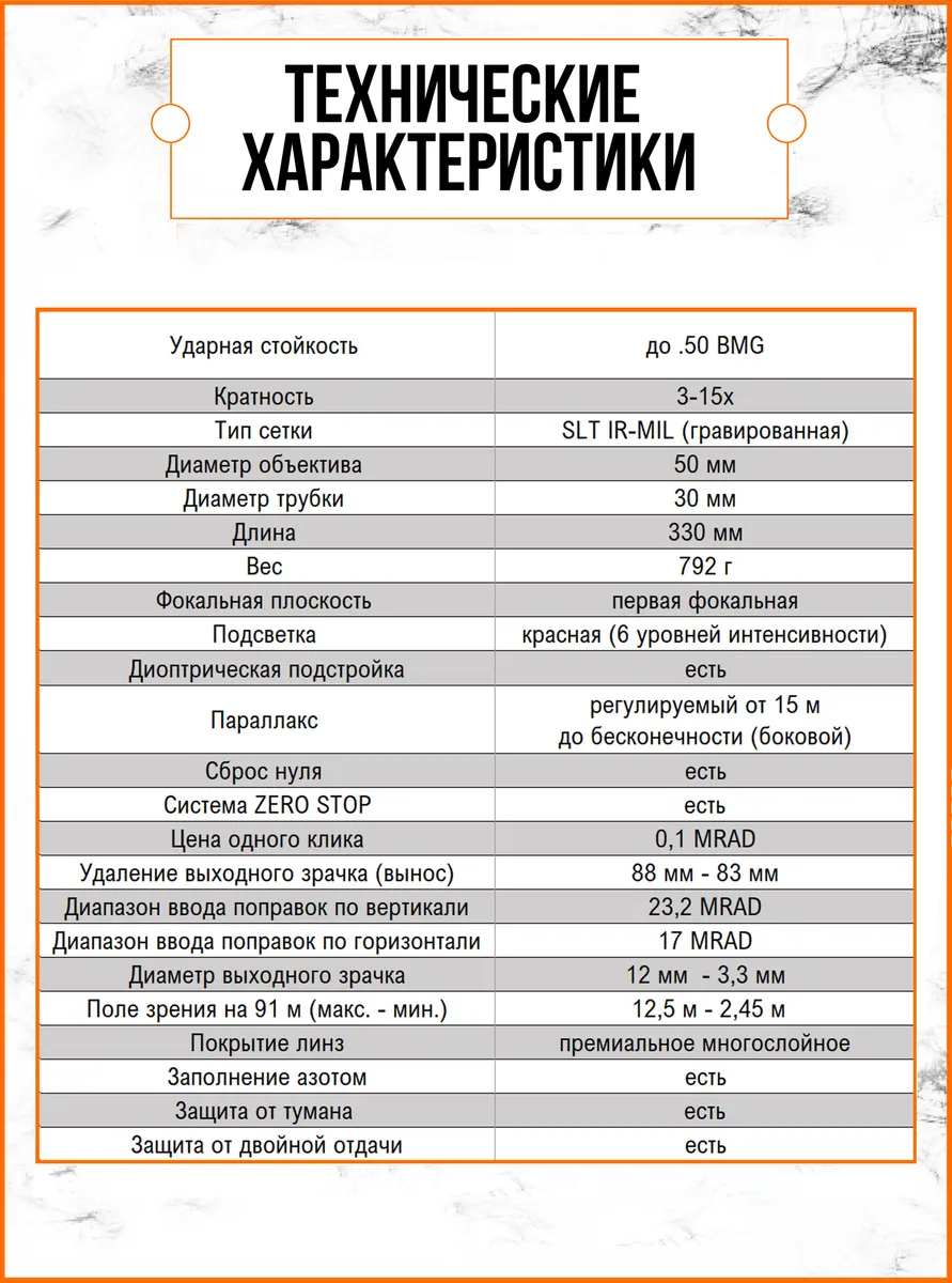 Оптический прицел DISCOVERY ED-LHT 3-15X50SFIR (сетка MIL) — изображение 3