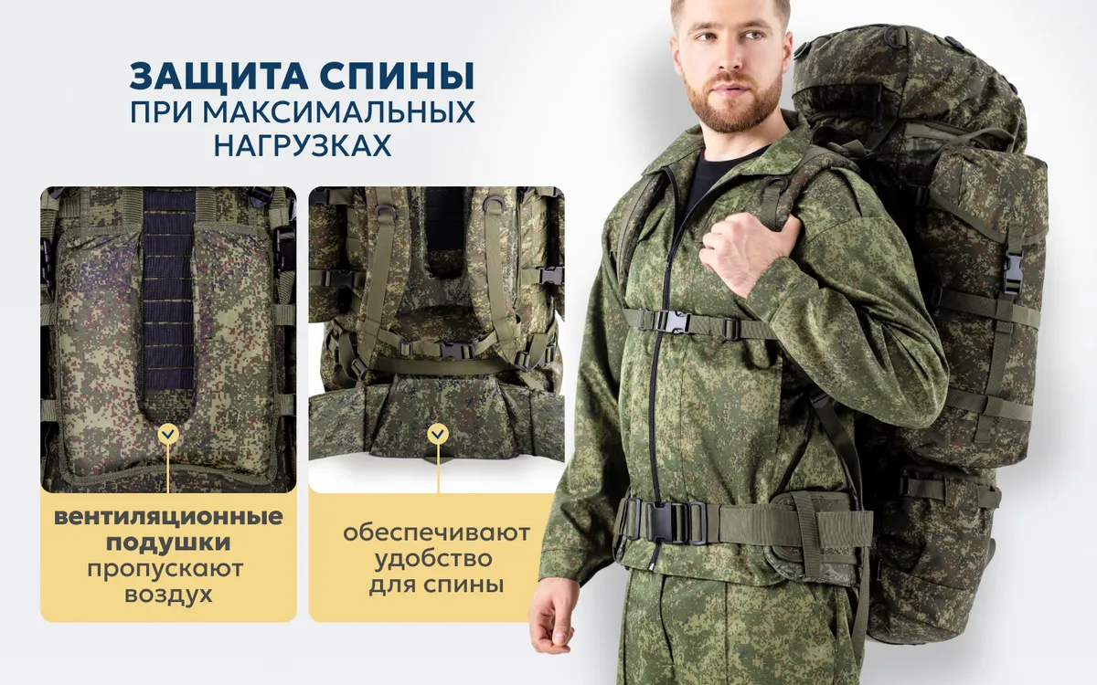 Тактический рюкзак TANVOLT 100 л камуфляж пиксель — изображение 34