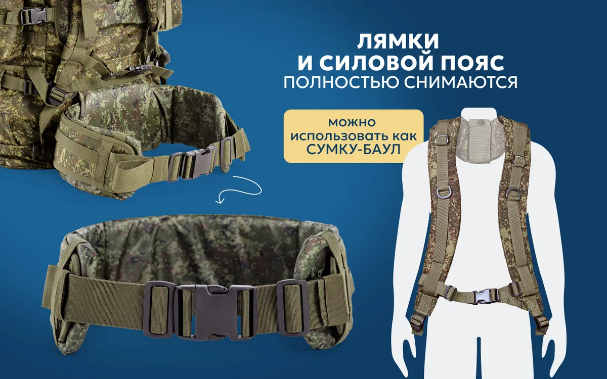 Тактический рюкзак TANVOLT 100 л камуфляж пиксель — изображение 35