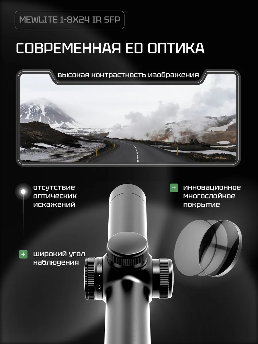 Оптический прицел Mewlite 1-8x24 SFP (30 мм, IR) — изображение 3