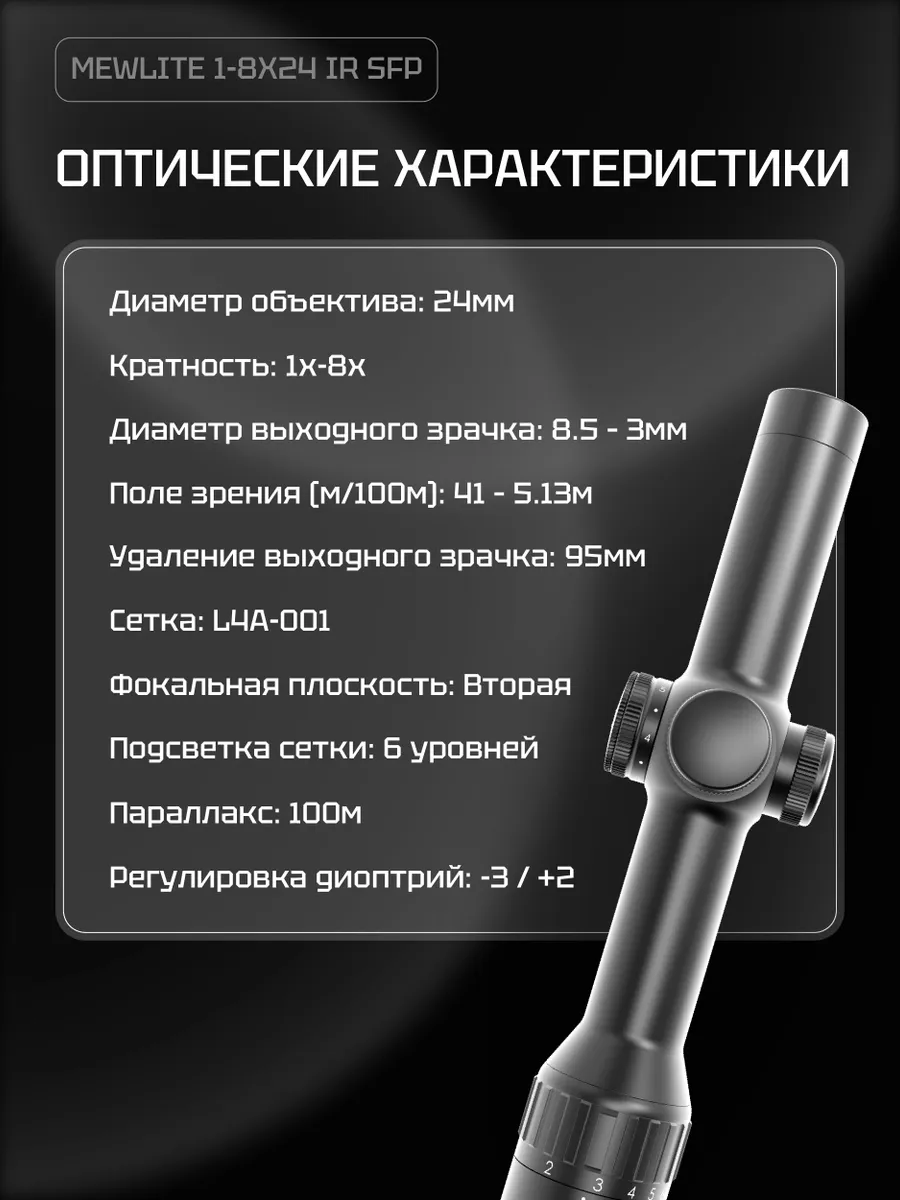 Оптический прицел Mewlite 1-8x24 SFP (30 мм, IR) — изображение 6