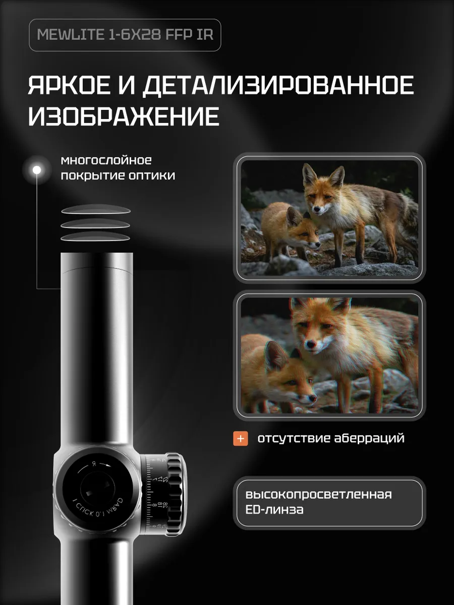 Оптический прицел Mewlite 1-6x28 FFP, 34 мм, IR — изображение 2