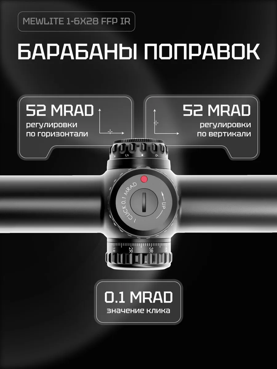 Оптический прицел Mewlite 1-6x28 FFP, 34 мм, IR — изображение 7