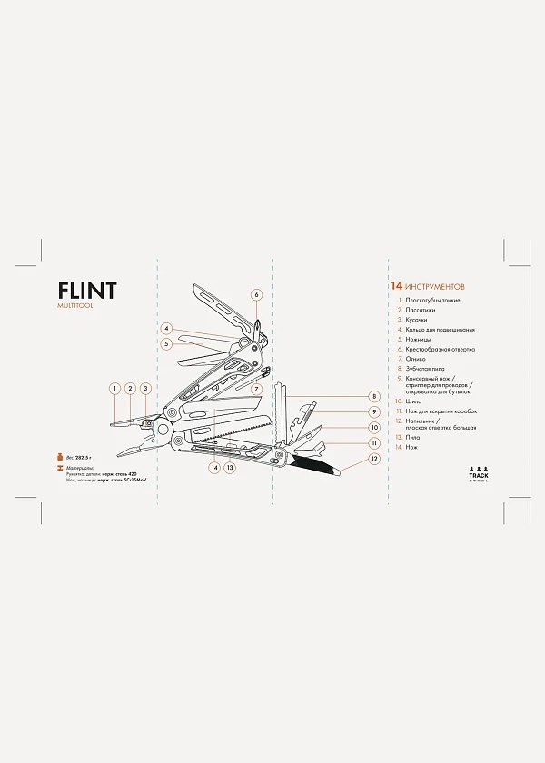 Мультитул Track Steel Flint с огнивом — фото 2
